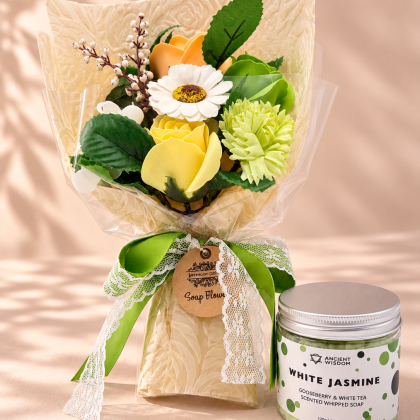 Pack flores de jabón con ramo y jabón perfumado | Regalo para mamá