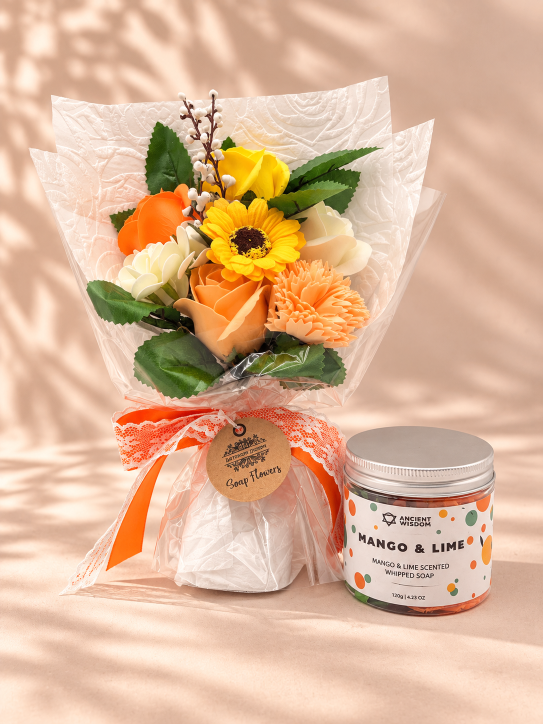 Pack flores de jabón con ramo y jabón perfumado | Regalo para mamá