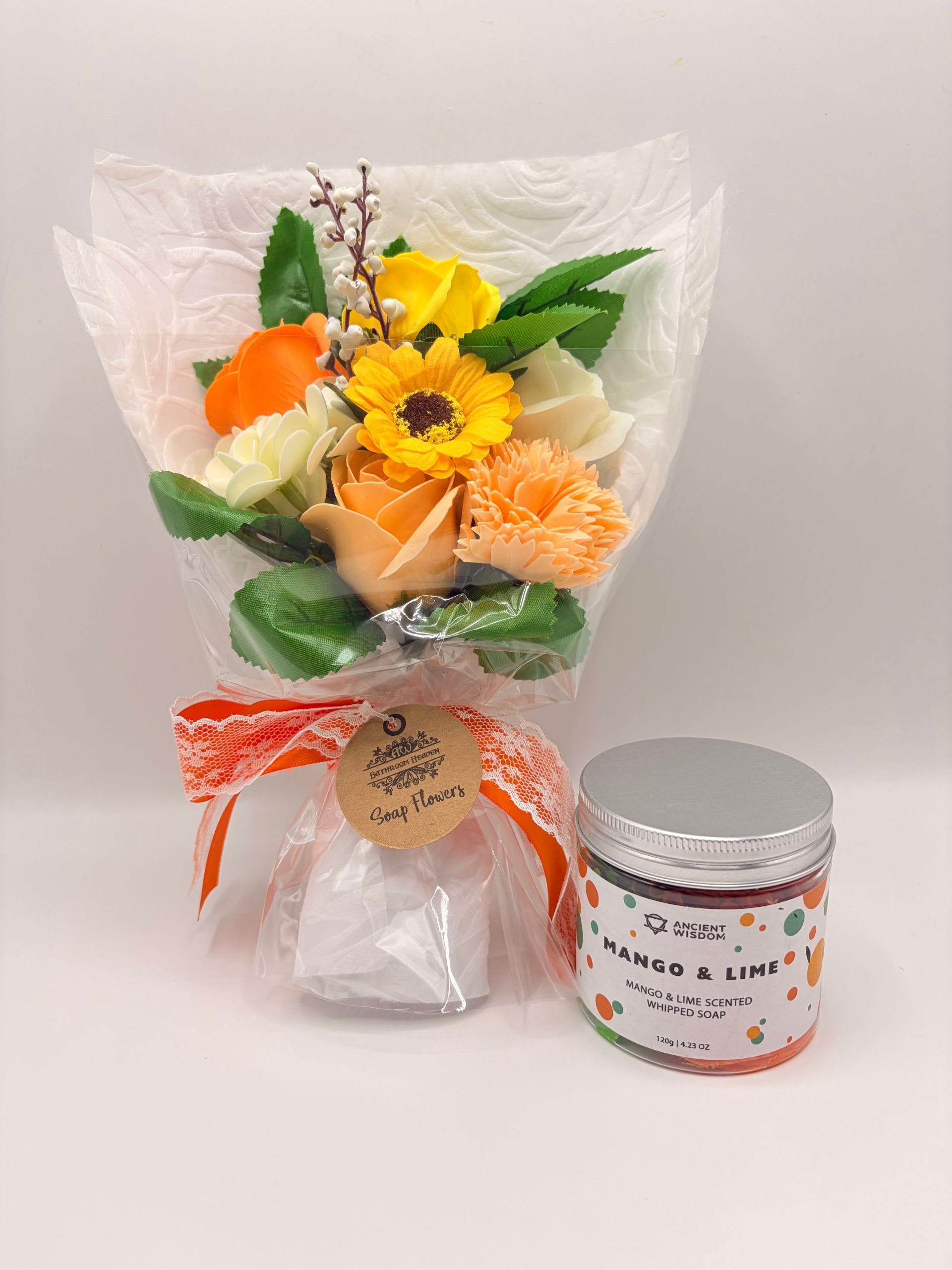 Pack flores de jabón con ramo y jabón perfumado | Regalo para mamá